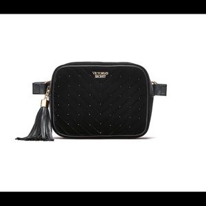 Velvet Stud Black Belt Bag